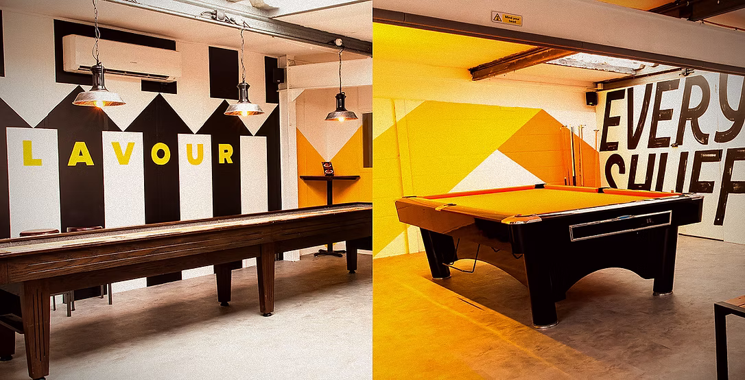Shuffleboard and pool table at the restaurant