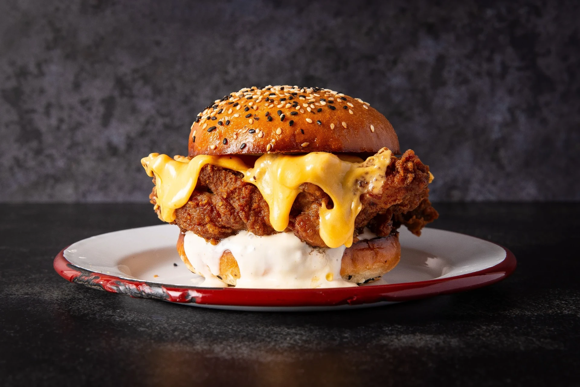 Close-up of chicken burgers from The Flavour Trailer