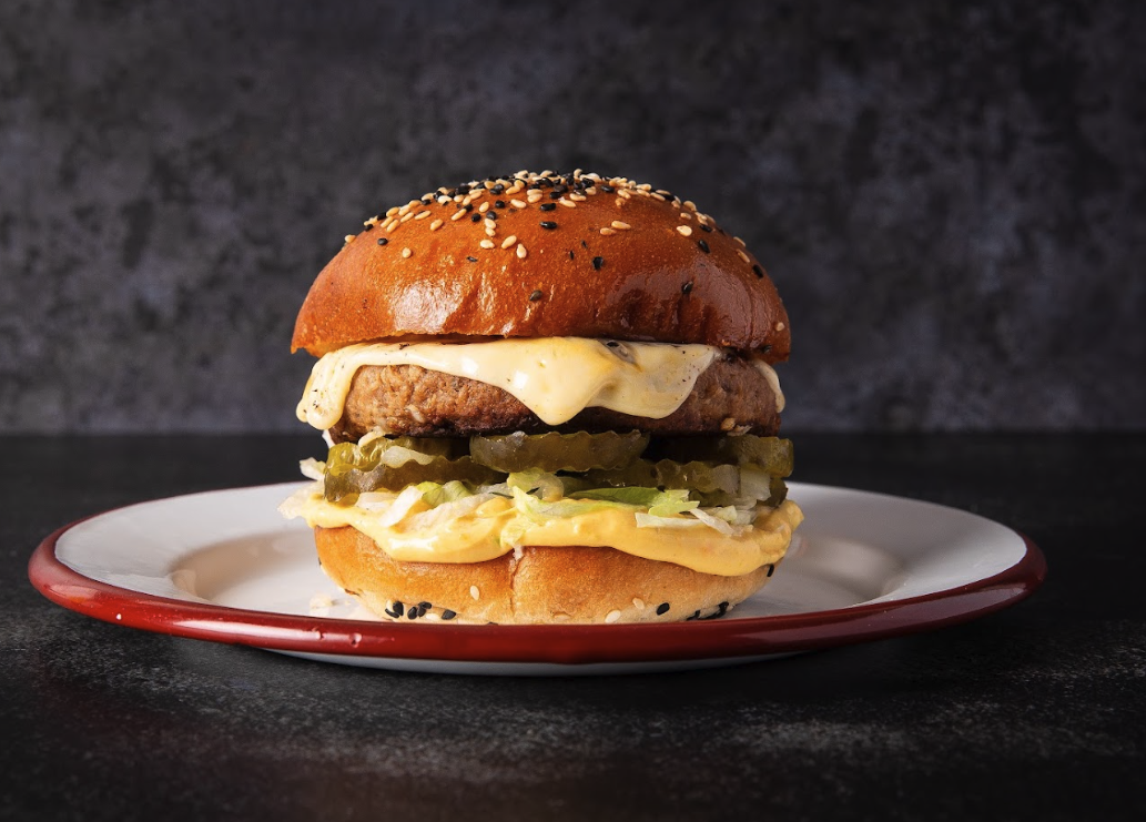 Close-up of the veggie burger
